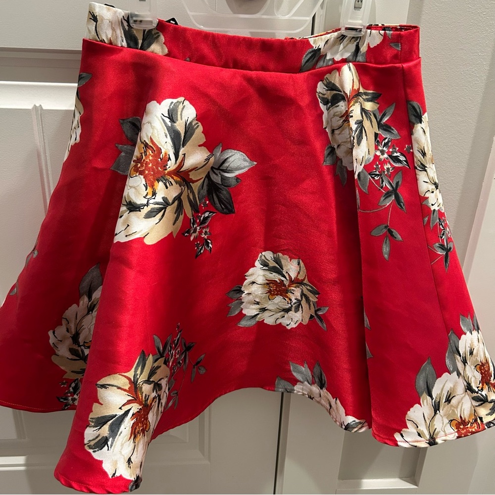 Floral Red Skirt